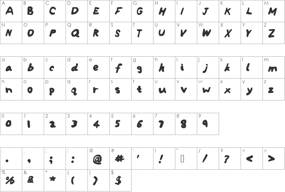IYSDeadEndStreet font character map preview