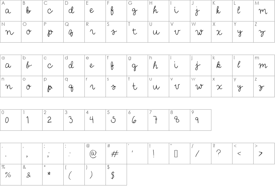 IYSForeverandEver font character map preview