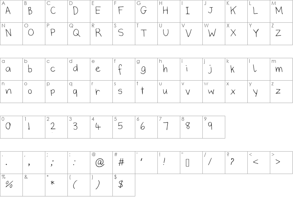 IYSJokeWeMade font character map preview
