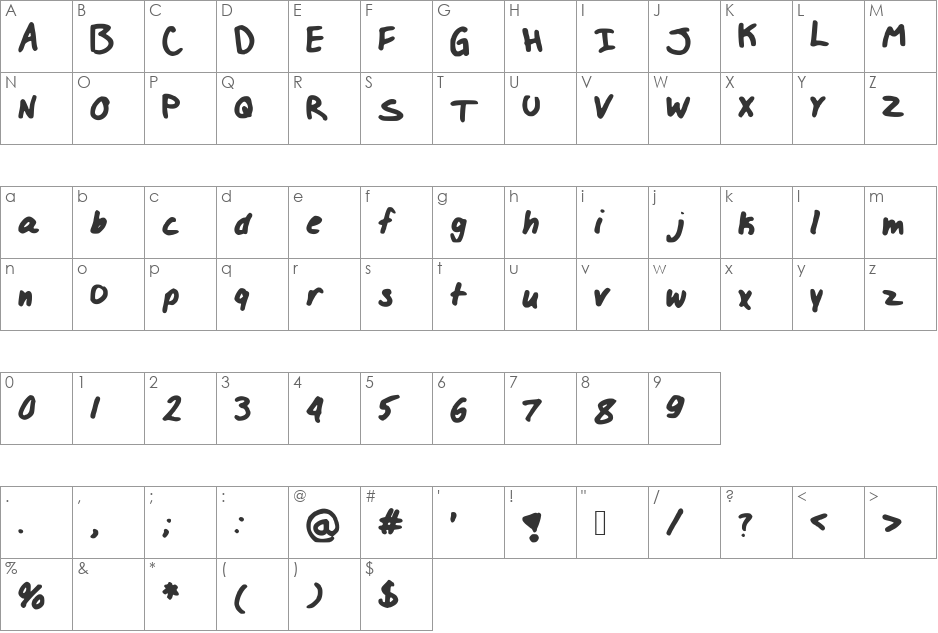 IZZYLOLFONT font character map preview