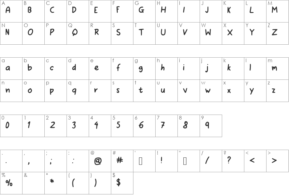 I_Love_Pugs font character map preview