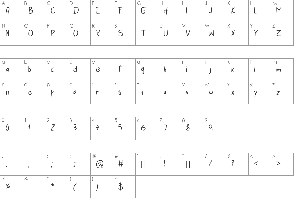 I_NEED_HELP font character map preview