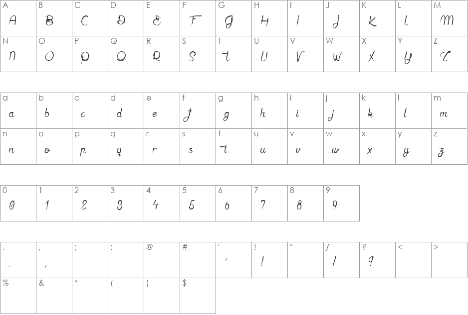 J'aime bien le Dimanche ! font character map preview