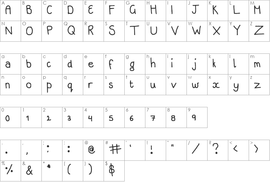 j'aime le poisson ! font character map preview