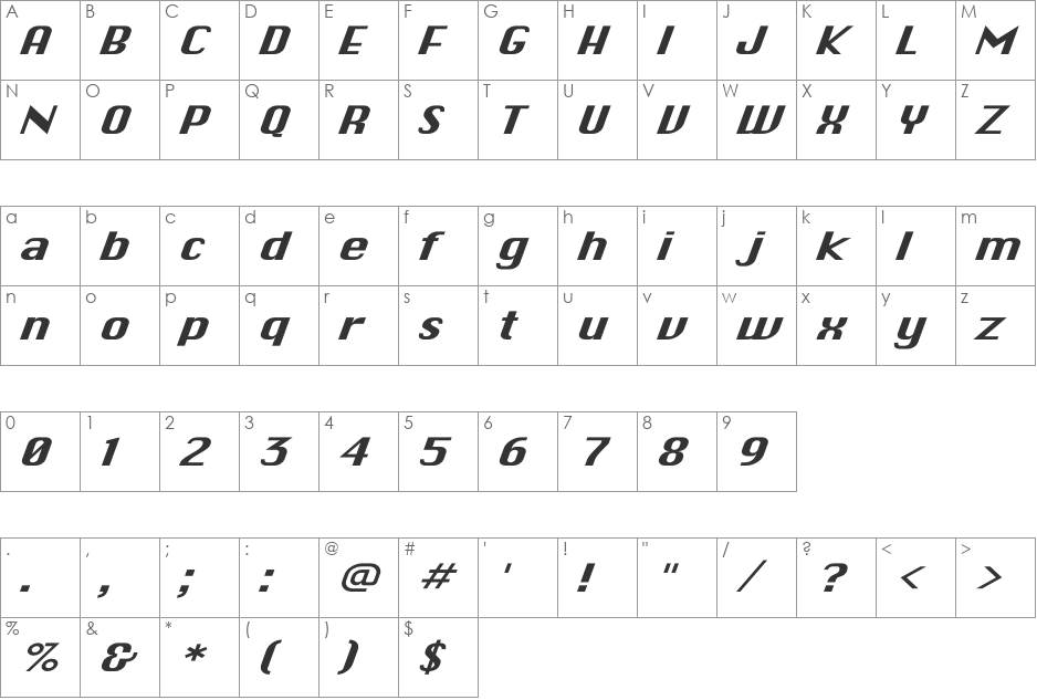 J-Phont font character map preview
