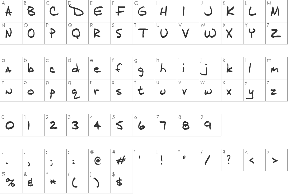 j.d. font character map preview