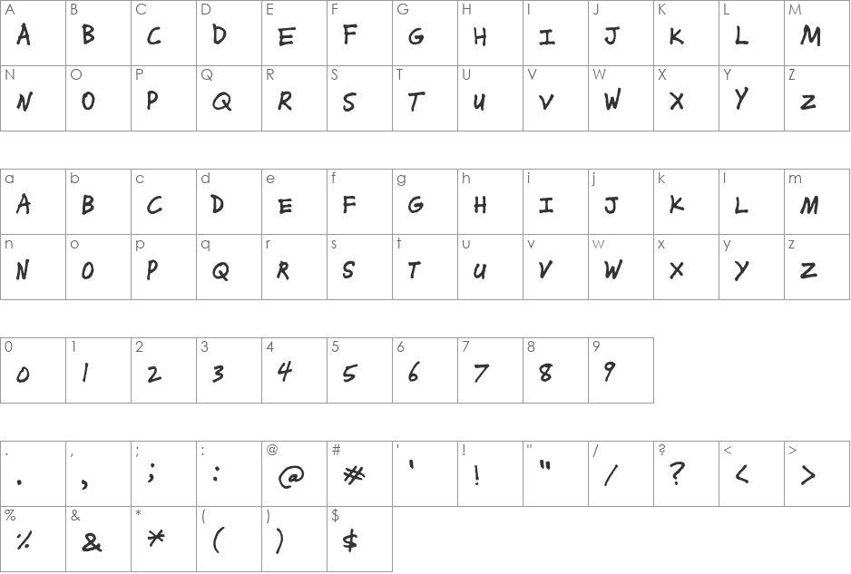J.Kasperville font character map preview