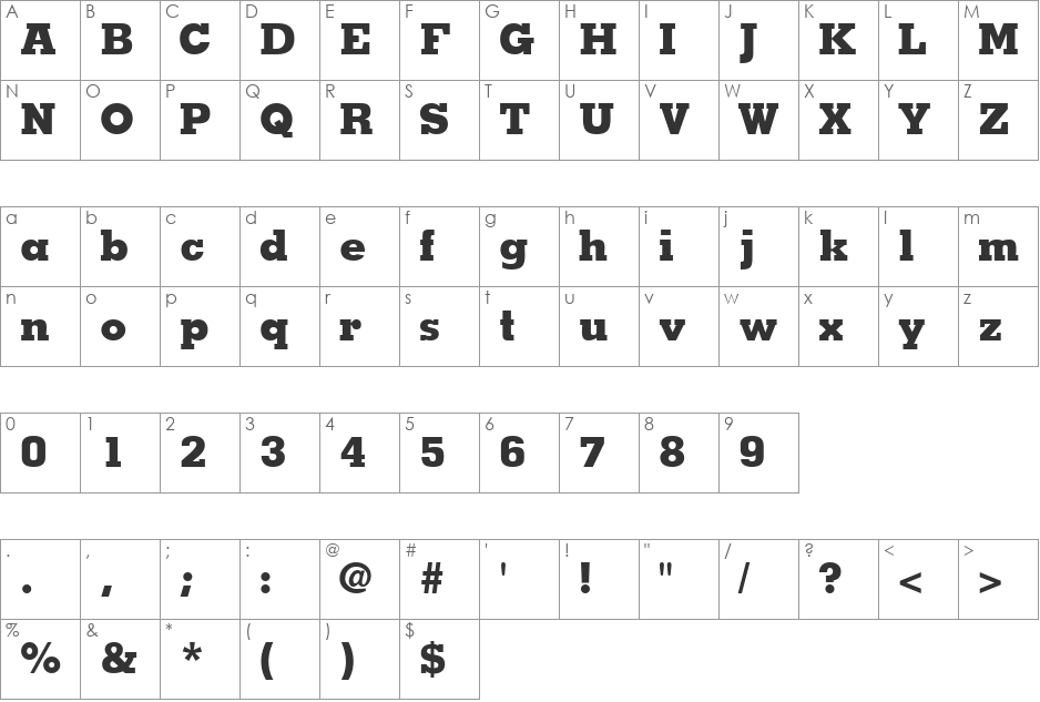 JaakBlackSSK font character map preview