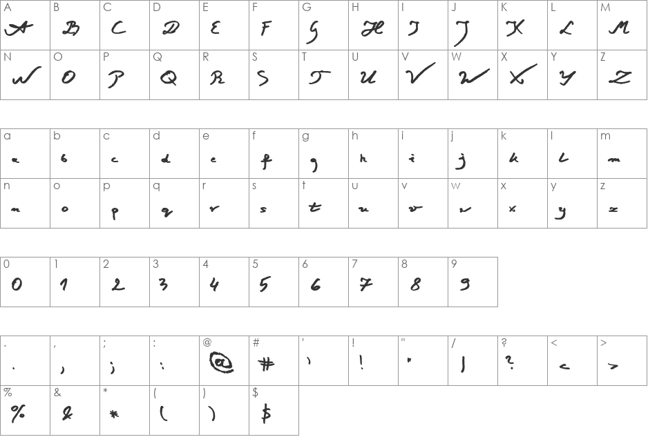 Jacek Zi font character map preview