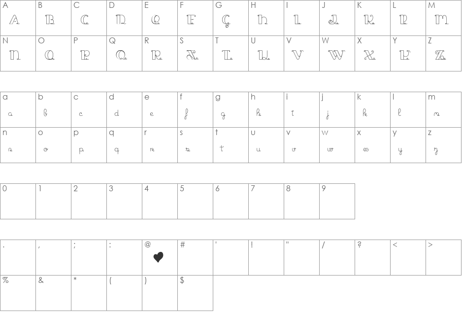 Jack and the Beanstalk font character map preview