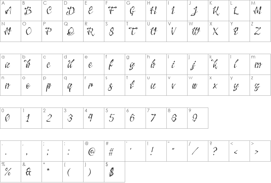 Jacked Eleven Highlight font character map preview