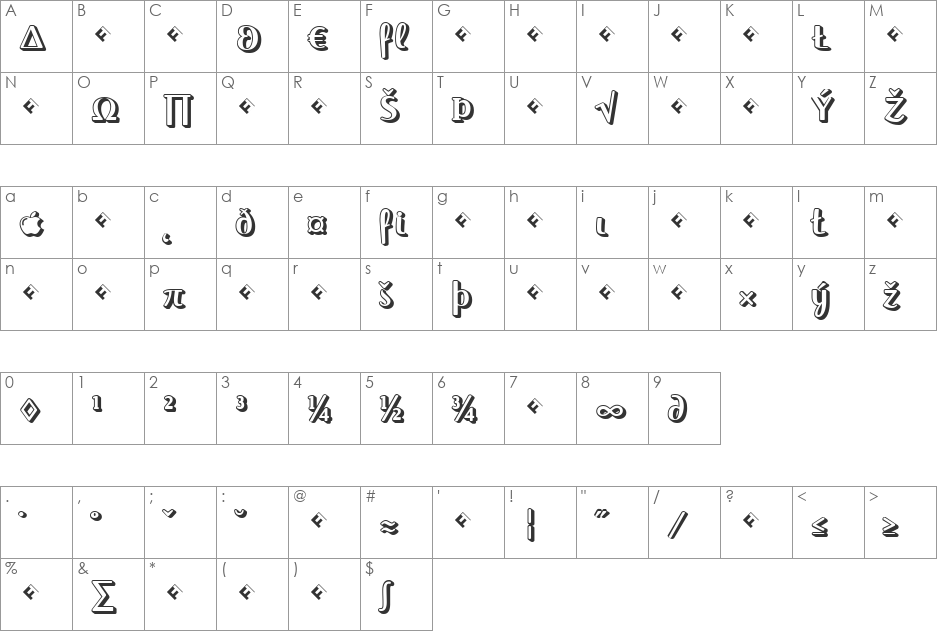 JackieBlockExpert font character map preview