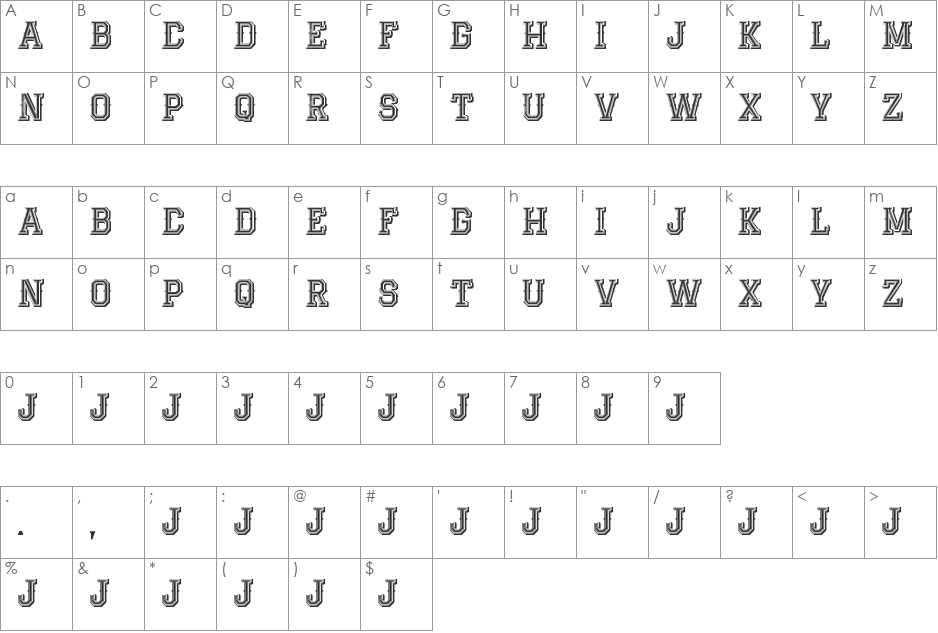 JackRunnerFree font character map preview