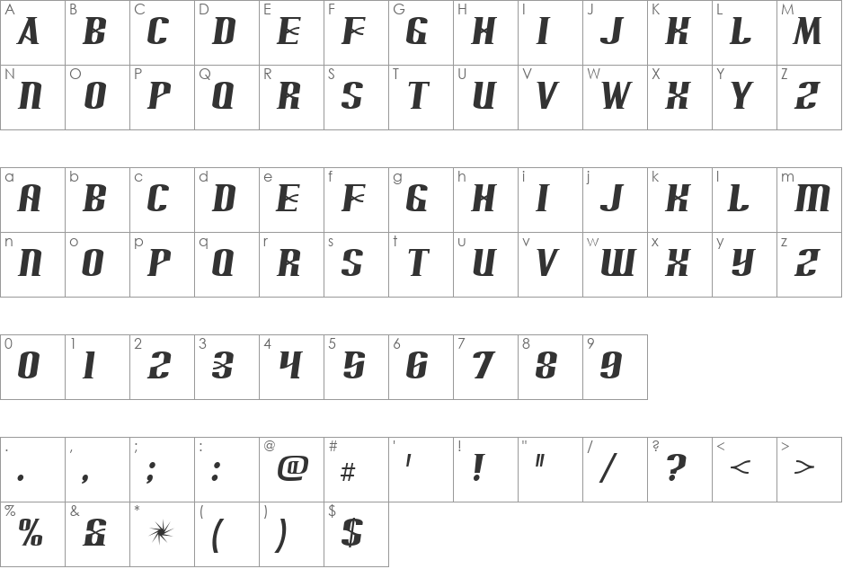 Arnprior font character map preview