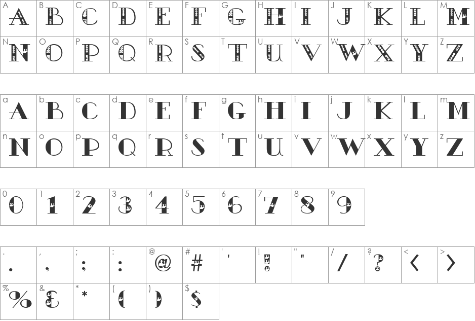 AC4-GoodBye font character map preview