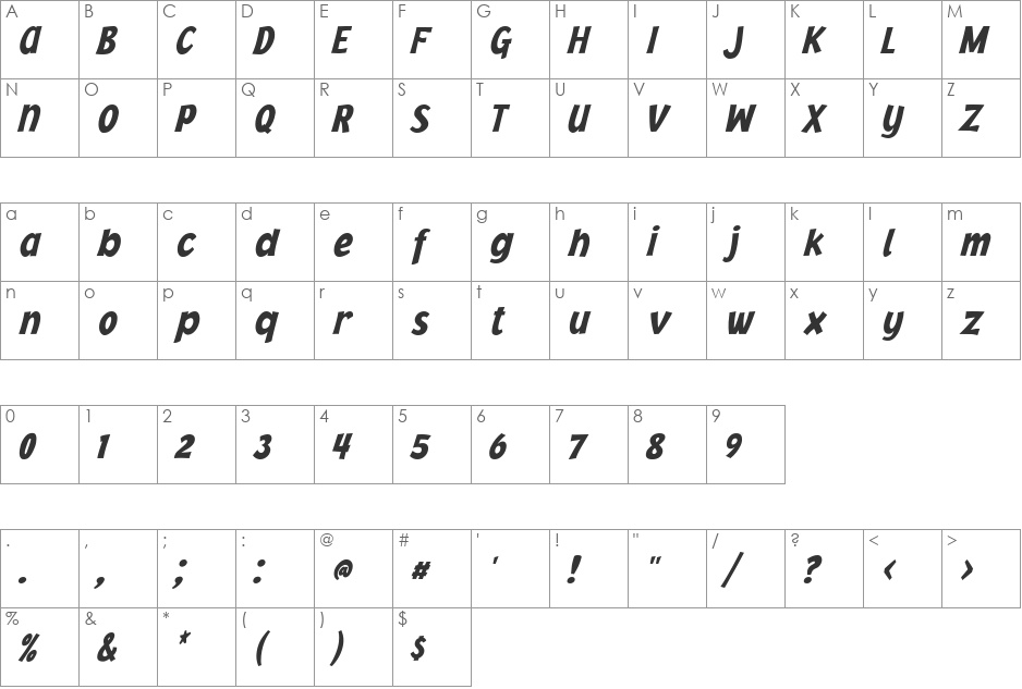 Jacoby Cond ICG Black font character map preview