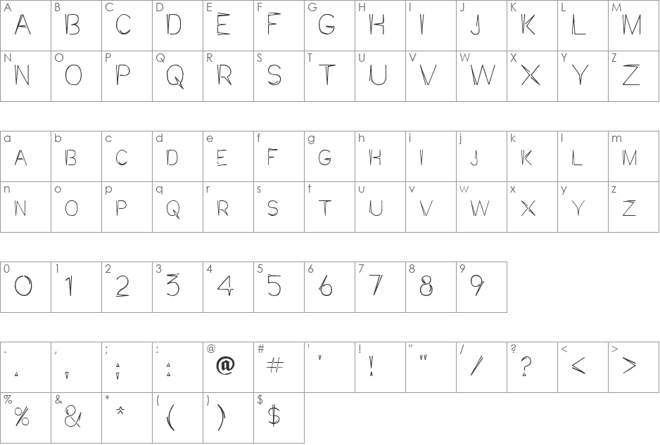 JaggaPoint font character map preview