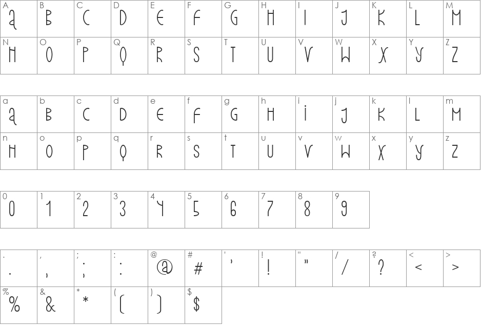 JAGODINA font character map preview