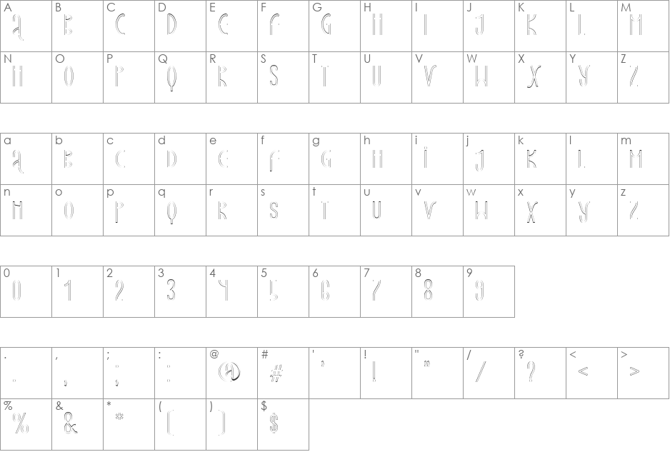 JAGODINA_PRAZNA font character map preview