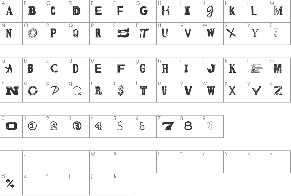 Jailbox1 font character map preview
