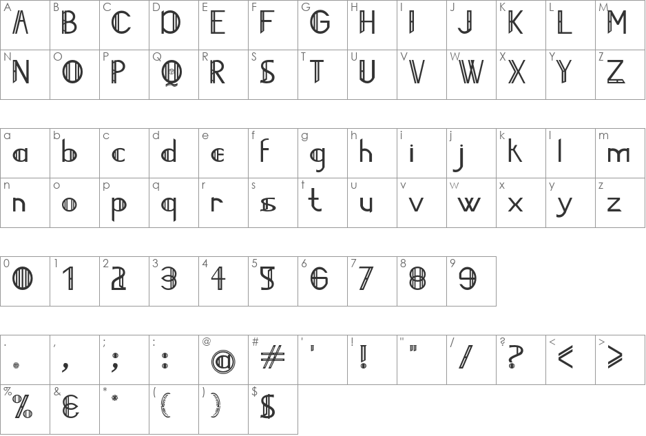 Jailed Celts font character map preview