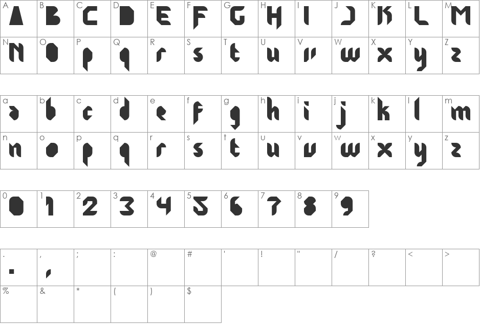Jakarta Highends font character map preview