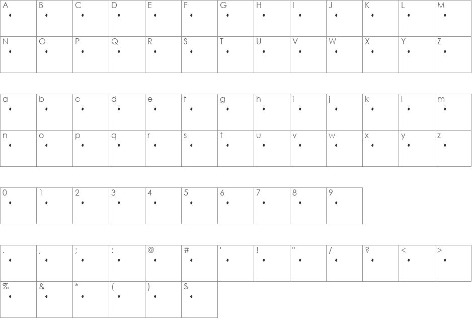 JAKEJARKOR - FELONA font character map preview