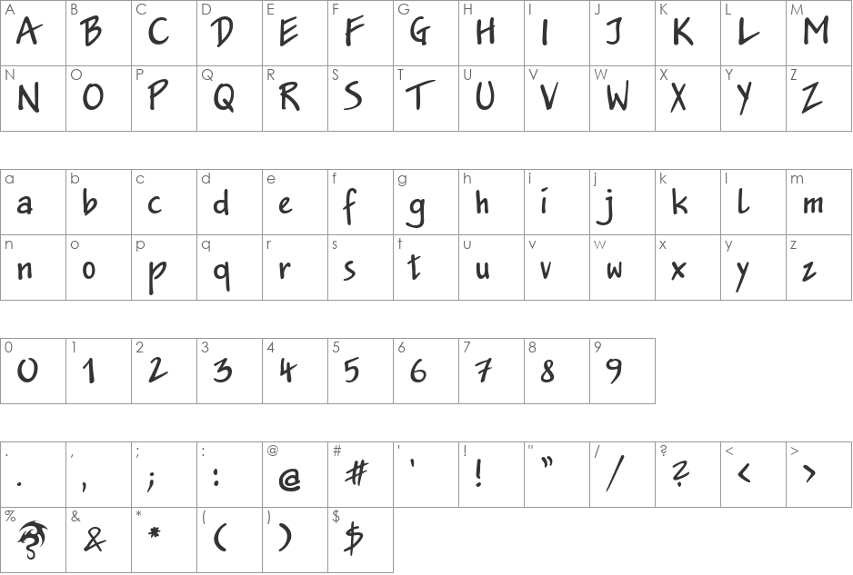 Jakob DP Normal font character map preview