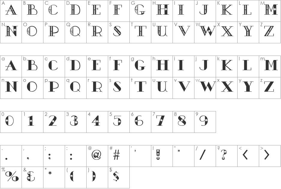 AC4-GoodLuck font character map preview