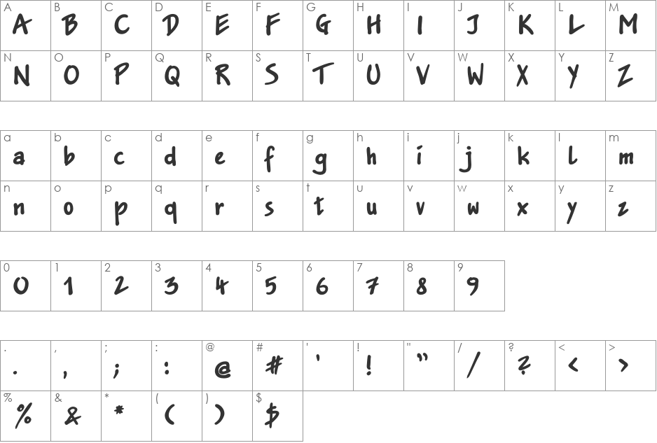 JakobExtraC font character map preview