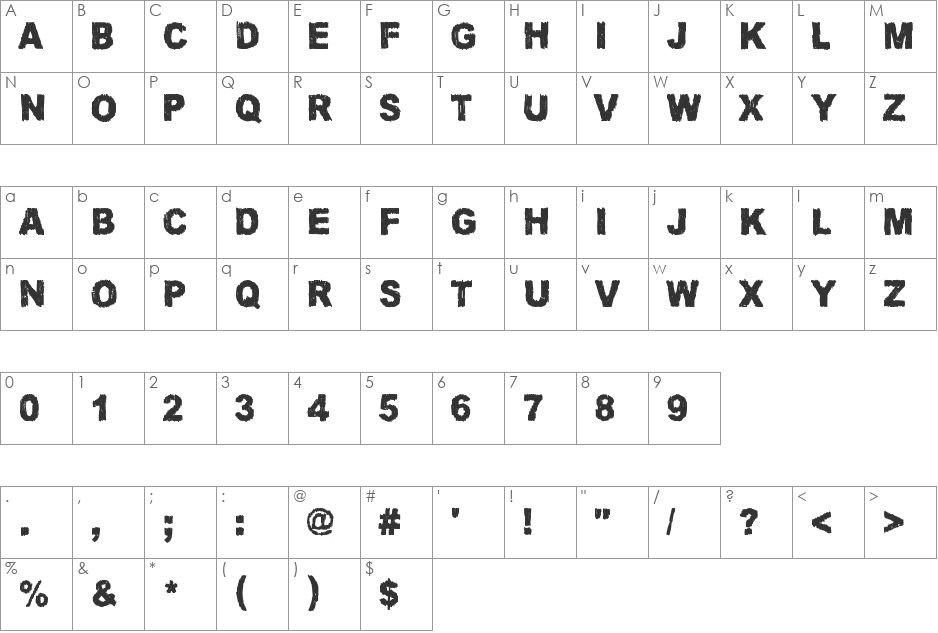 Jamaica Aroma font character map preview