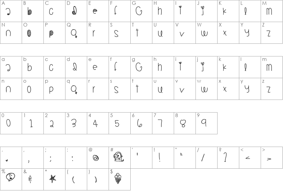 JambaJuicy font character map preview