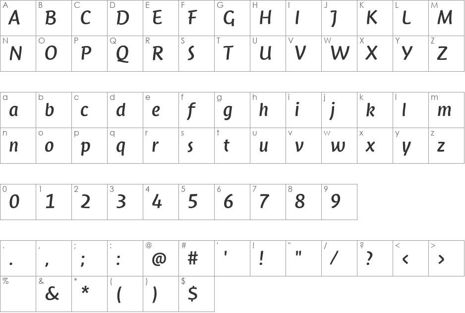 JambonoTF-Regular font character map preview