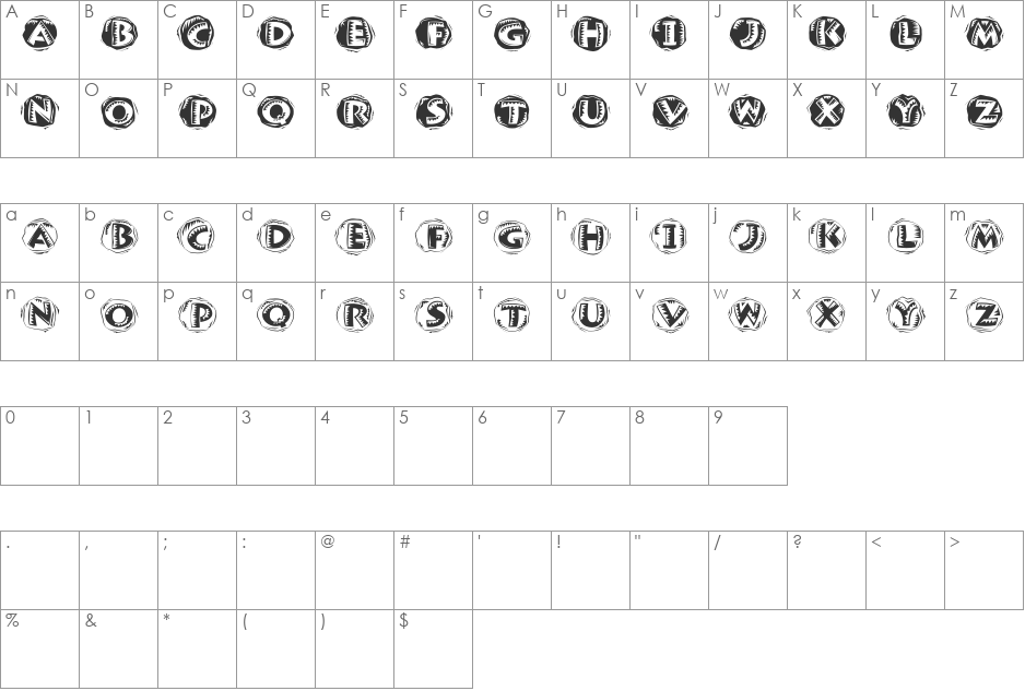 JamboRound font character map preview