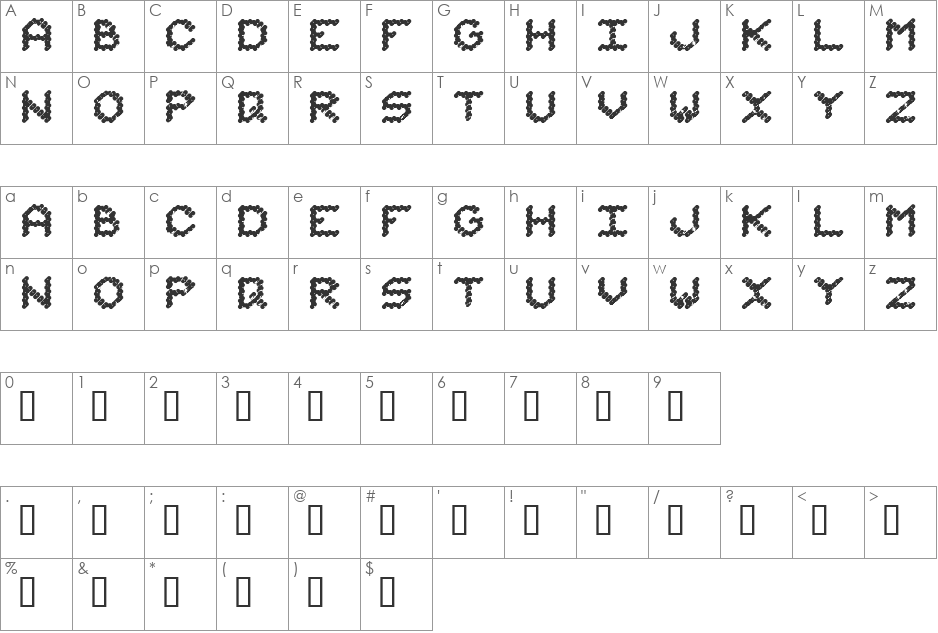 James Bond font character map preview