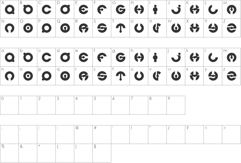 james glover font character map preview