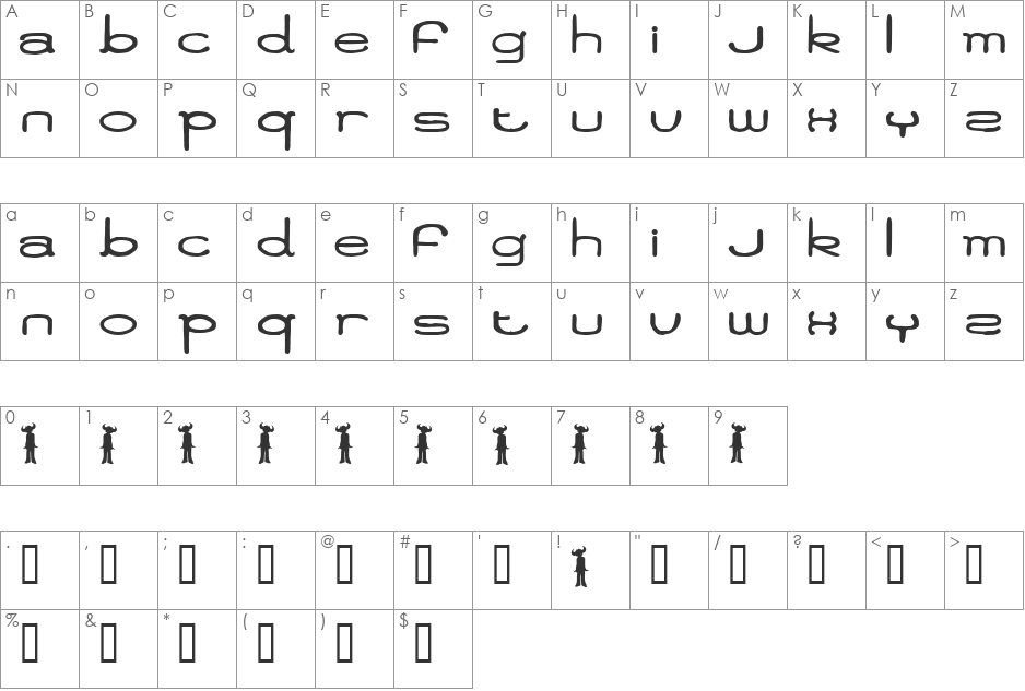 Jamiro font character map preview