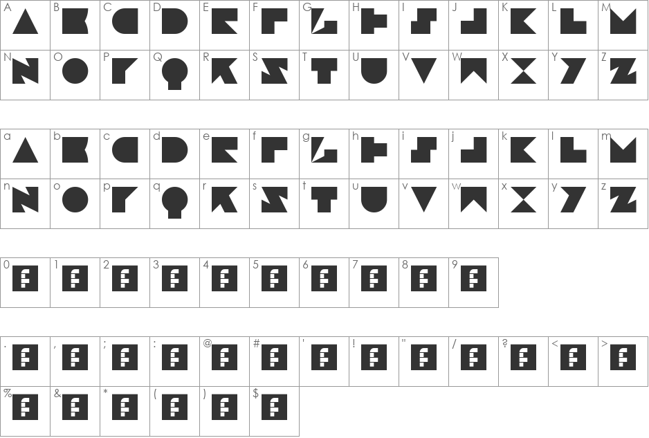 Jamstone font character map preview