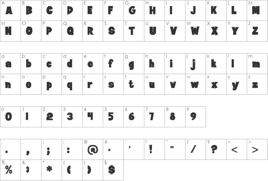 Jan Brady font character map preview