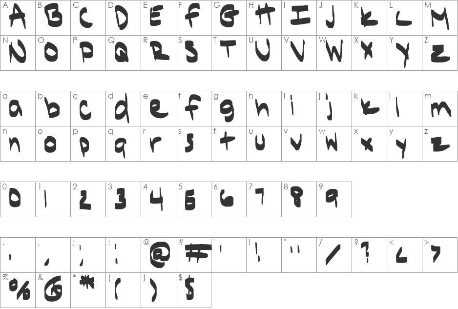 Janae's First Font Bold font character map preview