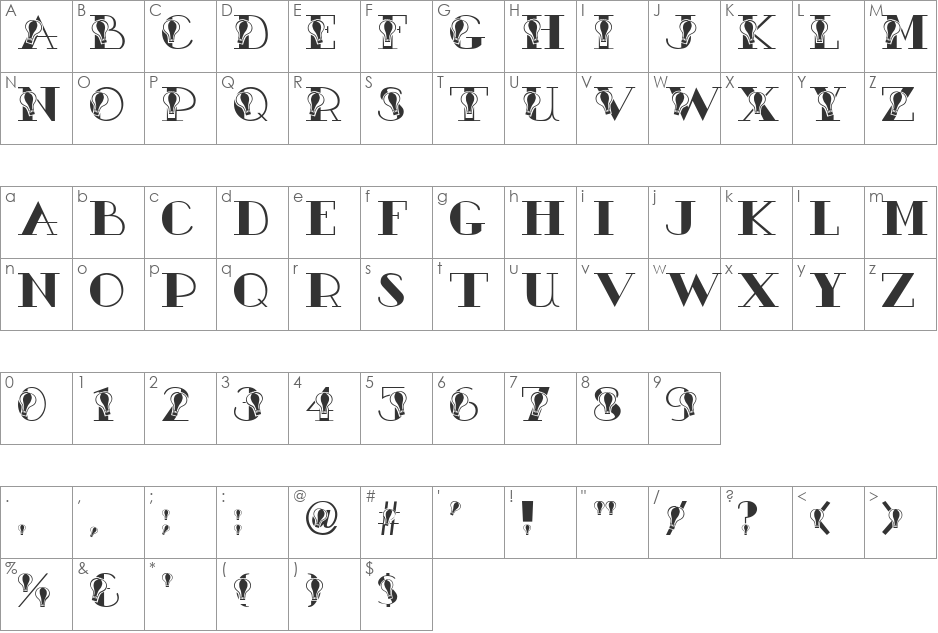 AC4-HotAirBalloon font character map preview