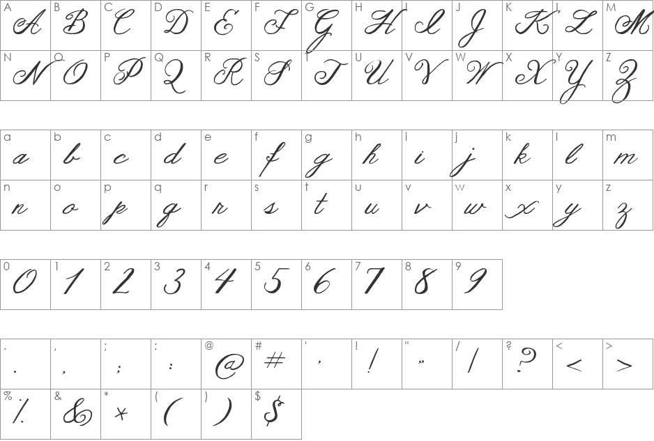 Janda As Long As You Love Me font character map preview