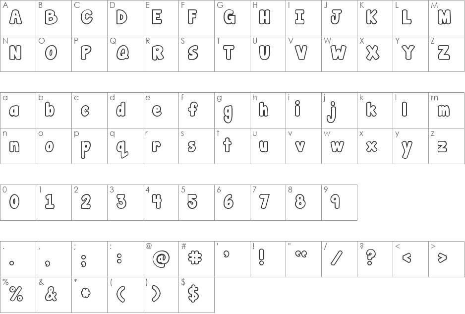 Janda Manatee Solid font character map preview