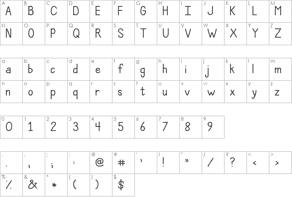 Janda Polkadot Party font character map preview