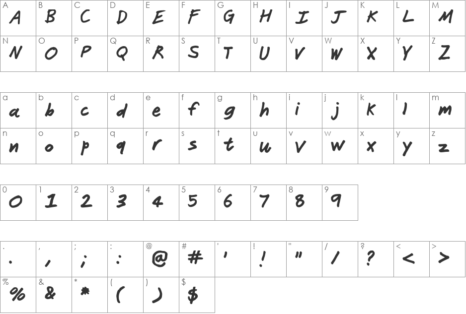 Janitor font character map preview