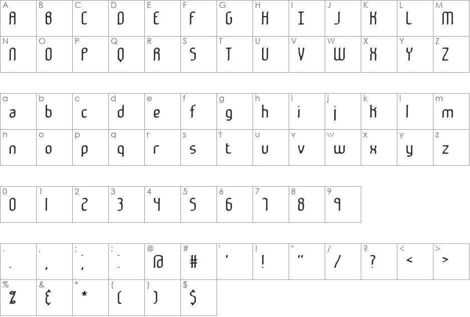 Janken BRK font character map preview