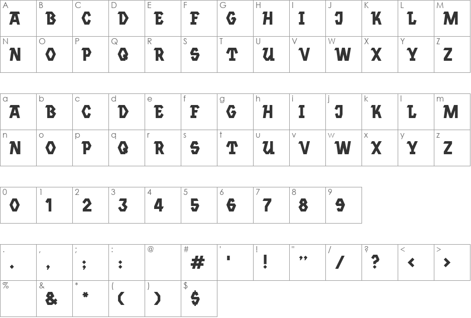 Jannsen font character map preview