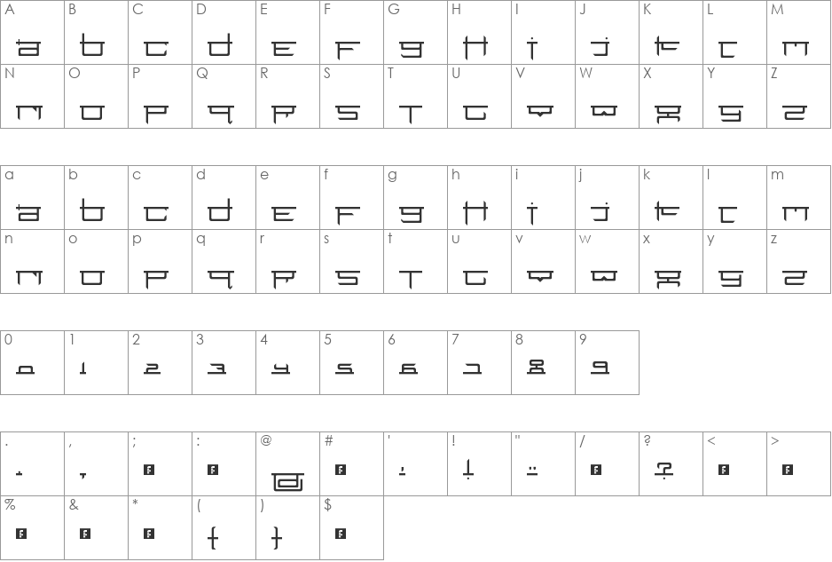 Jap-Karen 3 font character map preview