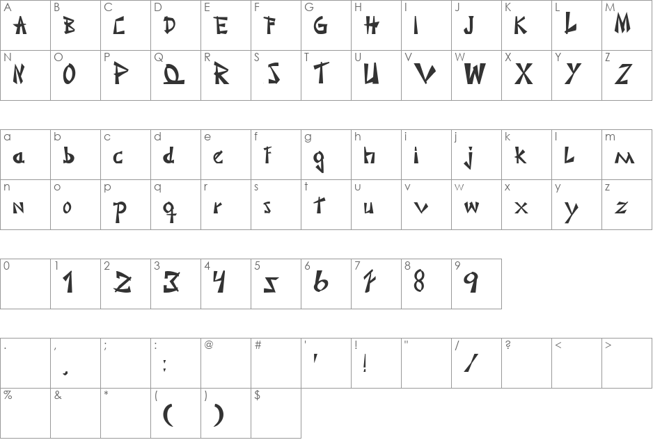 Japonesa font character map preview