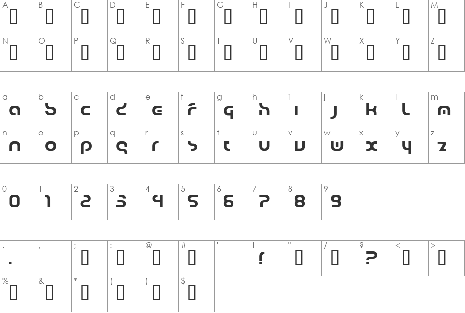jarah! font character map preview